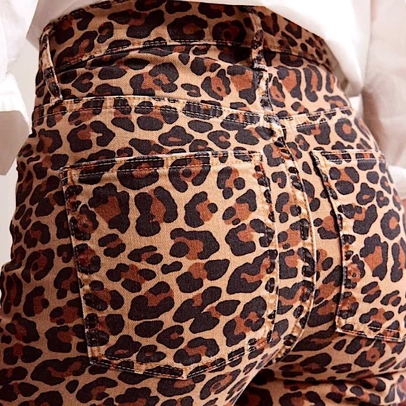 BODEN Leopard Animal Print Mid Rise Slim Leg Jeans Brown - Picture 6 of 14